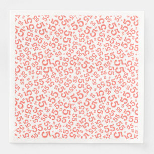 55th Age Random Number Pattern Coral/White Napkin