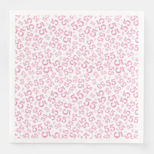 55th Age Random Number Pattern Pink/White Napkin