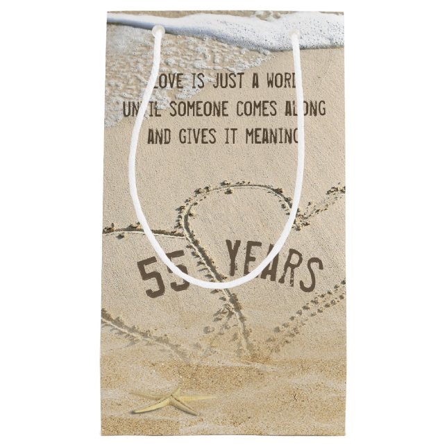 55th Anniversary Beach Hearts and Starfish Small Gift Bag (Front)
