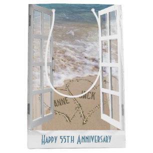 55th Anniversary Beach Hearts Medium Gift Bag