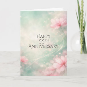 55th Anniversary Dreamy Flowers On Mint Green  Card