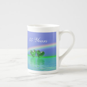 55th Anniversary Emerald Hearts Bone China Mug