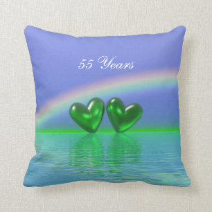 55th Anniversary Emerald Hearts Cushion