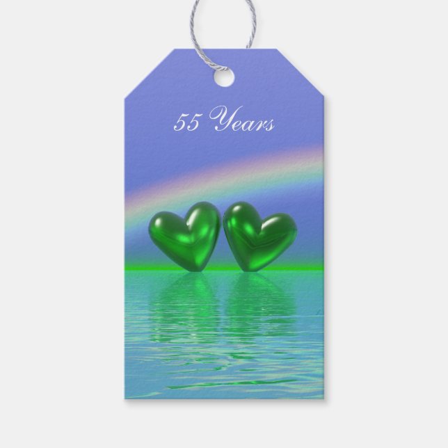 55th Anniversary Emerald Hearts Gift Tags (Front)