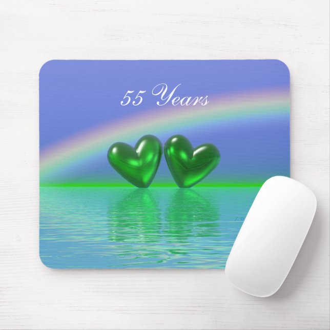 55th Anniversary Emerald Hearts Mouse Mat (With Mouse)