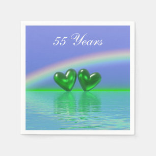 55th Anniversary Emerald Hearts Napkin