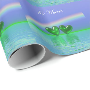 55th Anniversary Emerald Hearts Wrapping Paper