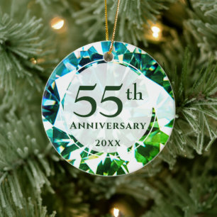55th Anniversary Emerald Photo Personalized Ceramic Tree Decoration