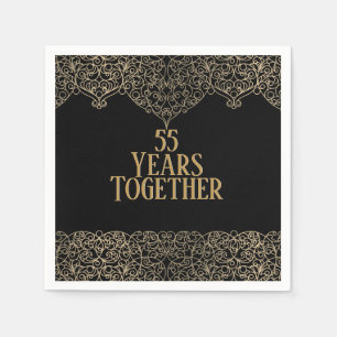 55th Anniversary Gold Lace On Black Napkins