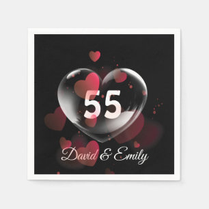55th Anniversary Heart Bubble With Red Hearts Napkin