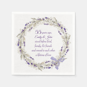55th Anniversary Lavender Wreath Napkin