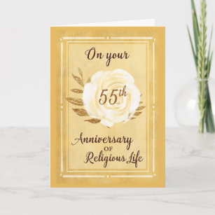 55th Anniversary of Religious Life Nun White Rose Card