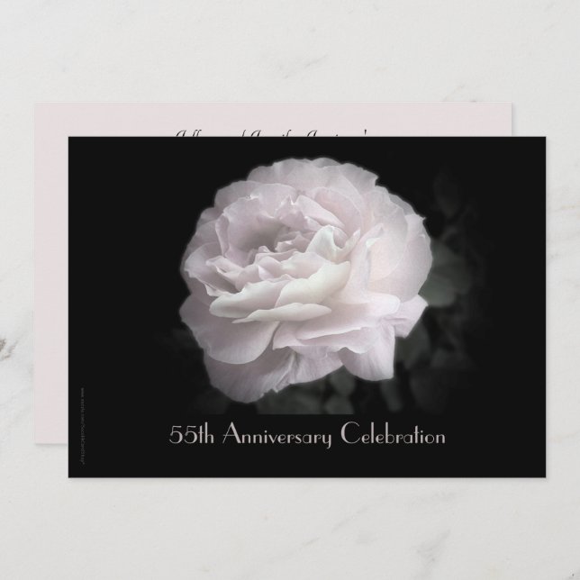 55th Anniversary Party Elegant Pale Pink Rose Invitation (Front/Back)