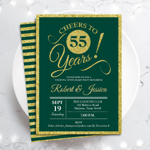 55th Anniversary Party -  Emerald Green Gold Invitation