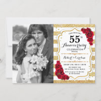 55th Anniversary with Photo - Gold White Red