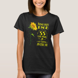 55th Birthday 55 Year Old Sunflower Born January T-Shirt