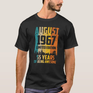 55th Birthday 55 Years Awesome Since August 1967 V T-Shirt
