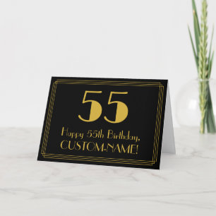 55th Birthday: Art Deco Inspired Look "55" + Name Card