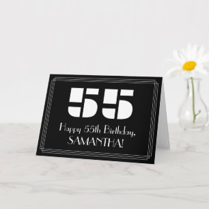 55th Birthday: Art Deco Inspired Look "55" & Name Card