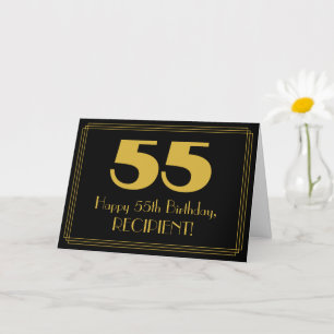 55th Birthday: Art Deco Inspired Look "55" & Name Card
