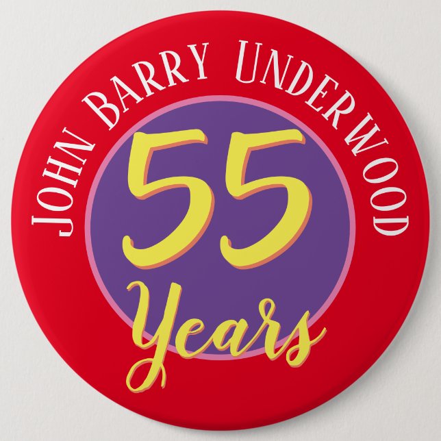 55th Birthday Badge to Personalise. (Front)