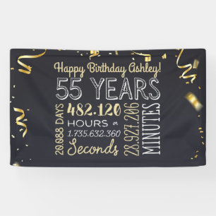 55th Birthday Banner - 55 Years in Hours & Seconds