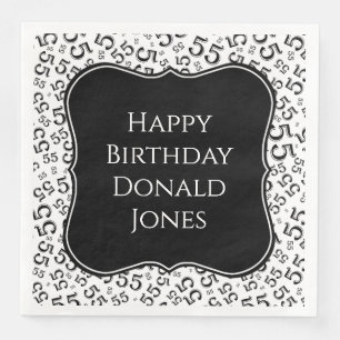 55th Birthday Black/White Bracket Number Pattern Napkin