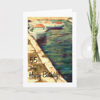 55th Birthday Card - Blue Boats