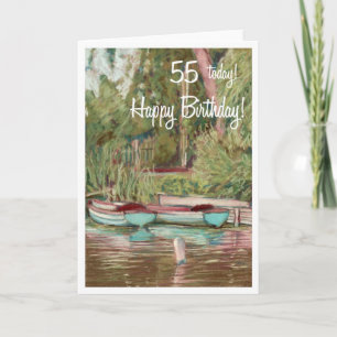55th Birthday Card - blue boats
