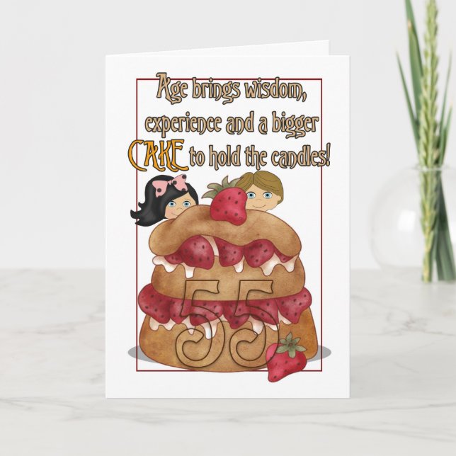 55th Birthday Card - Humour - Cake (Front)