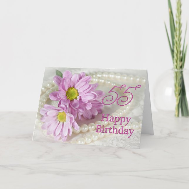 55th Birthday card with daisies (Front)
