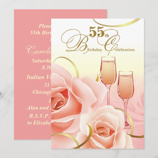 55th Birthday Celebration Custom Invitations (Front/Back)