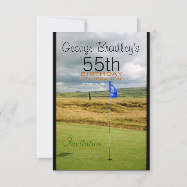 55th Birthday Celebration Golf Customisable Invite (Front)