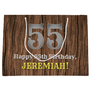 55th Birthday: Country Western Inspired Look, Name Large Gift Bag
