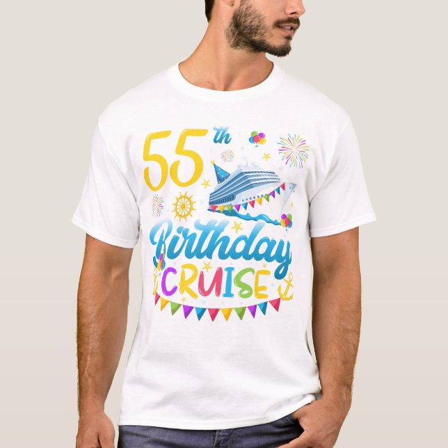 55th Birthday Cruise B-Day Party Men T-Shirt (Front)