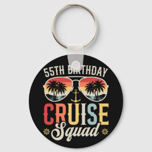 55TH Birthday Cruise Squad Family Matching Circle Key Ring