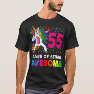 55th Birthday Dabbing Unicorn Party Gift 55 Years T-Shirt