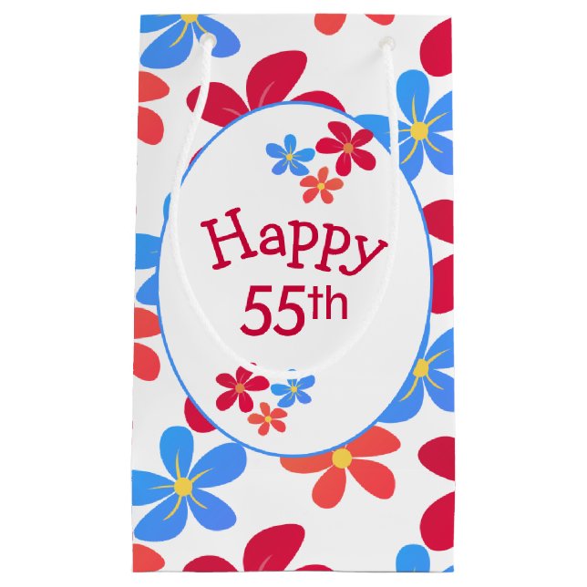 55th Birthday Daisies On White  Small Gift Bag (Front)