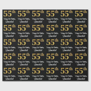 55th Birthday: Elegant Luxurious Faux Gold Look # Wrapping Paper