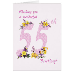 55th Birthday Flower Decorated Numbers