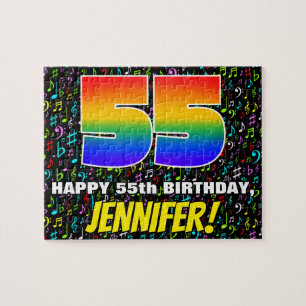 55th Birthday — Fun, Colourful Music Symbols & “55 Jigsaw Puzzle