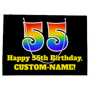 55th Birthday ~ Fun, Colourful, Vibrant, Rainbow 5 Large Gift Bag