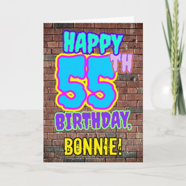 55th Birthday - Fun, Urban Graffiti Inspired Look Card (Front)