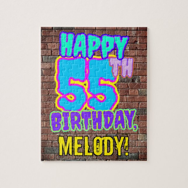 55th Birthday ~ Fun, Urban Graffiti Inspired Look Jigsaw Puzzle (Vertical)