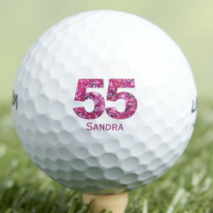 55th Birthday Gift for Mother in Law – Pink Floral Golf Balls