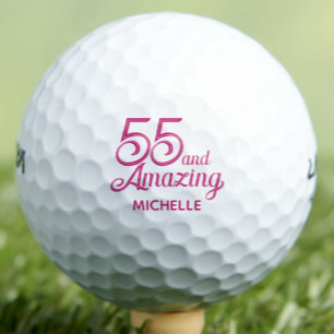 55th Birthday Gift for Sister Pink Elegant Custom Golf Balls