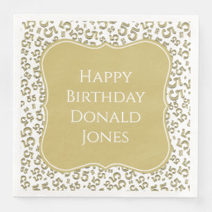 55th Birthday Gold/White Bracket Number Pattern Napkin
