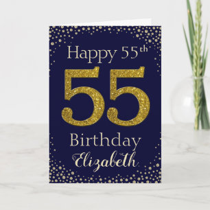 55th Birthday Golden Glitter Card