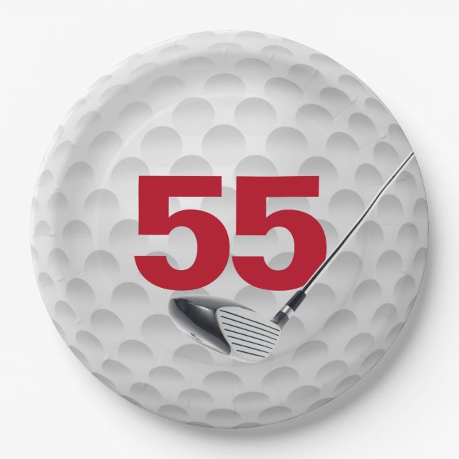 55th Birthday Golf Ball Design Paper Plate (Front)
