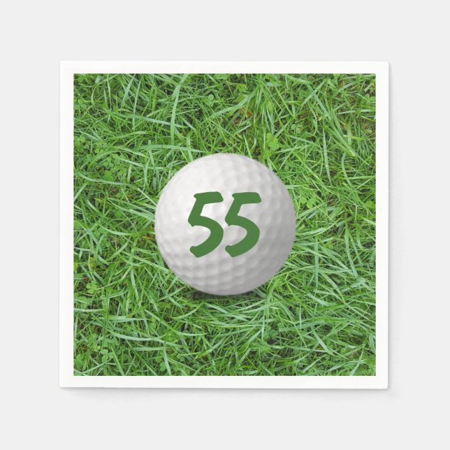 55th Birthday Golf Ball on Grass  Napkins (Front)